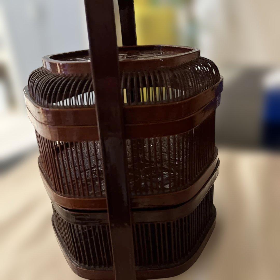 菓子器 茶色の六角形バスケット