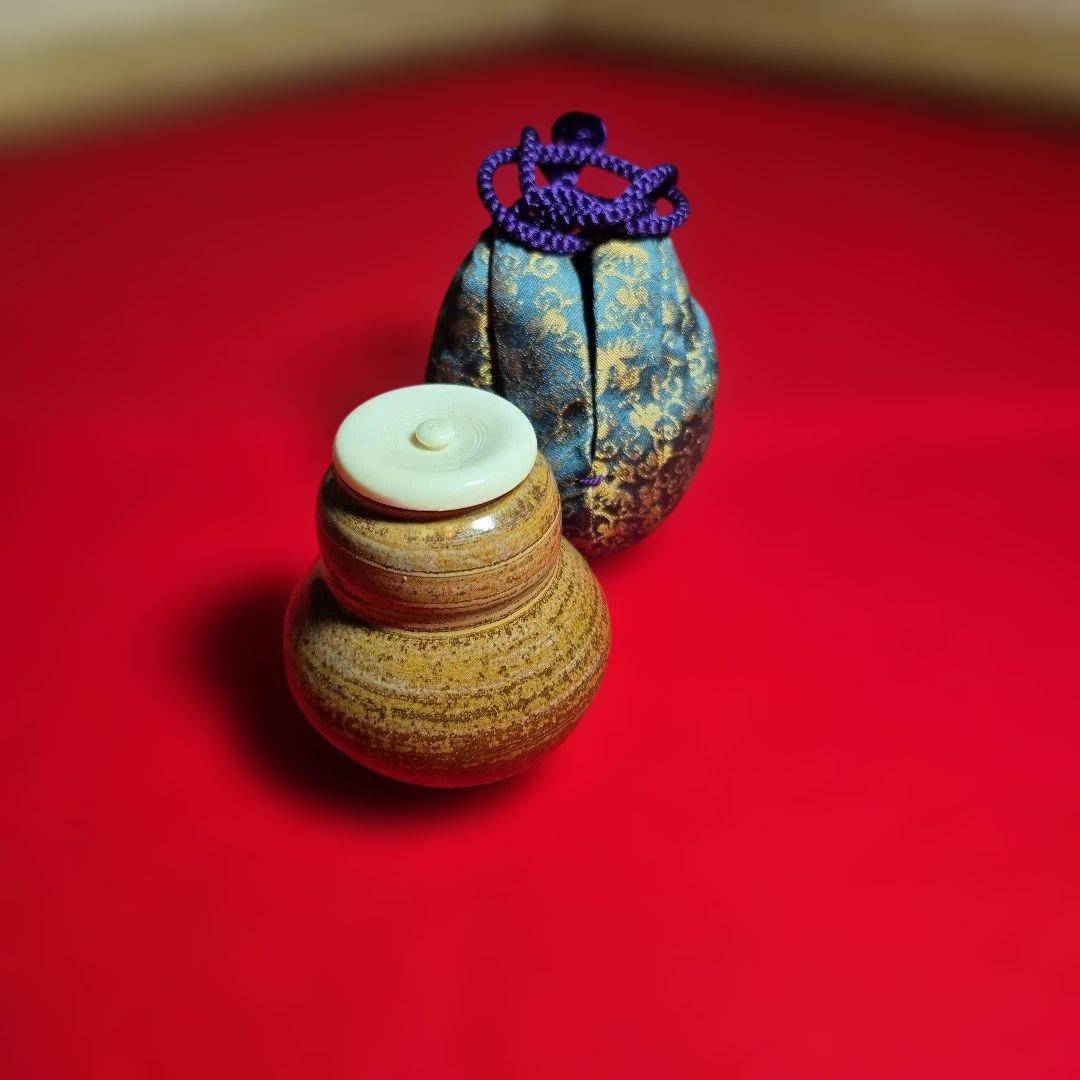 高取喜恵作.高取焼瓢茶入.共箱