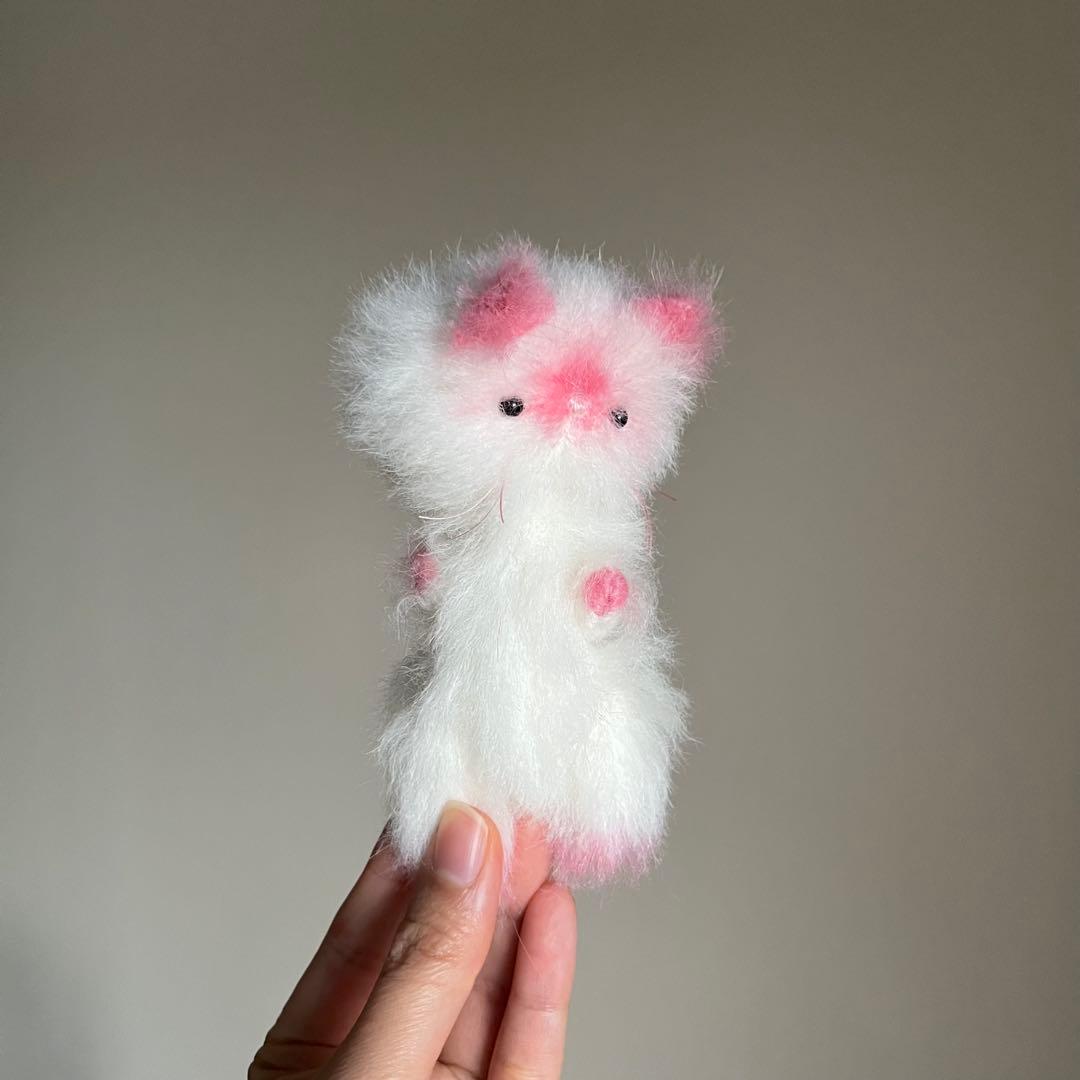 ピンク　ねこ　猫　ハンドメイド　ぬいぐるみ　作家　テディベア　アートドール　47
