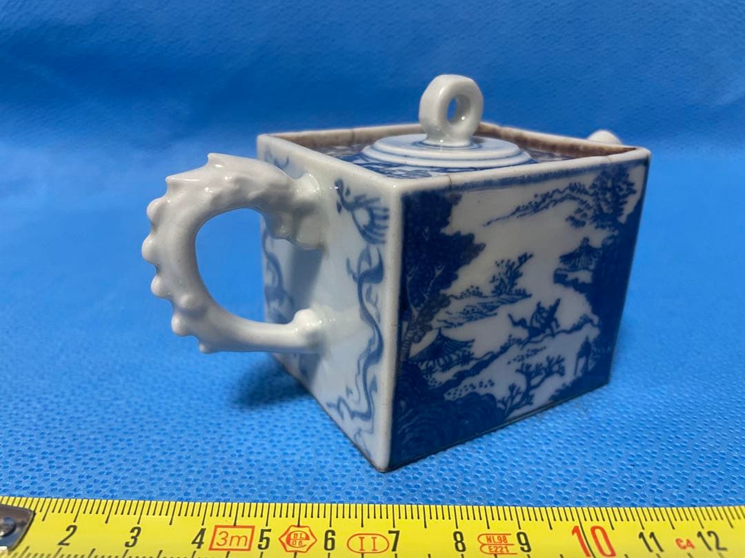 京都洛東　鳳瑞の四角い陶器急須　水注　湯さまし　珍品