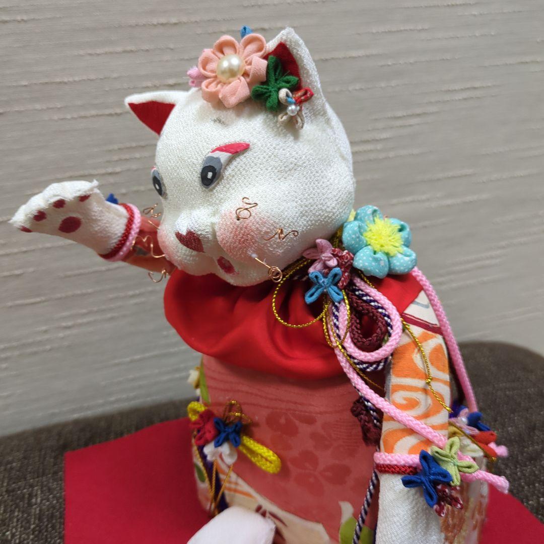 ぶす姫、ブス猫、招き猫、縁起物、古布、ちりめん、