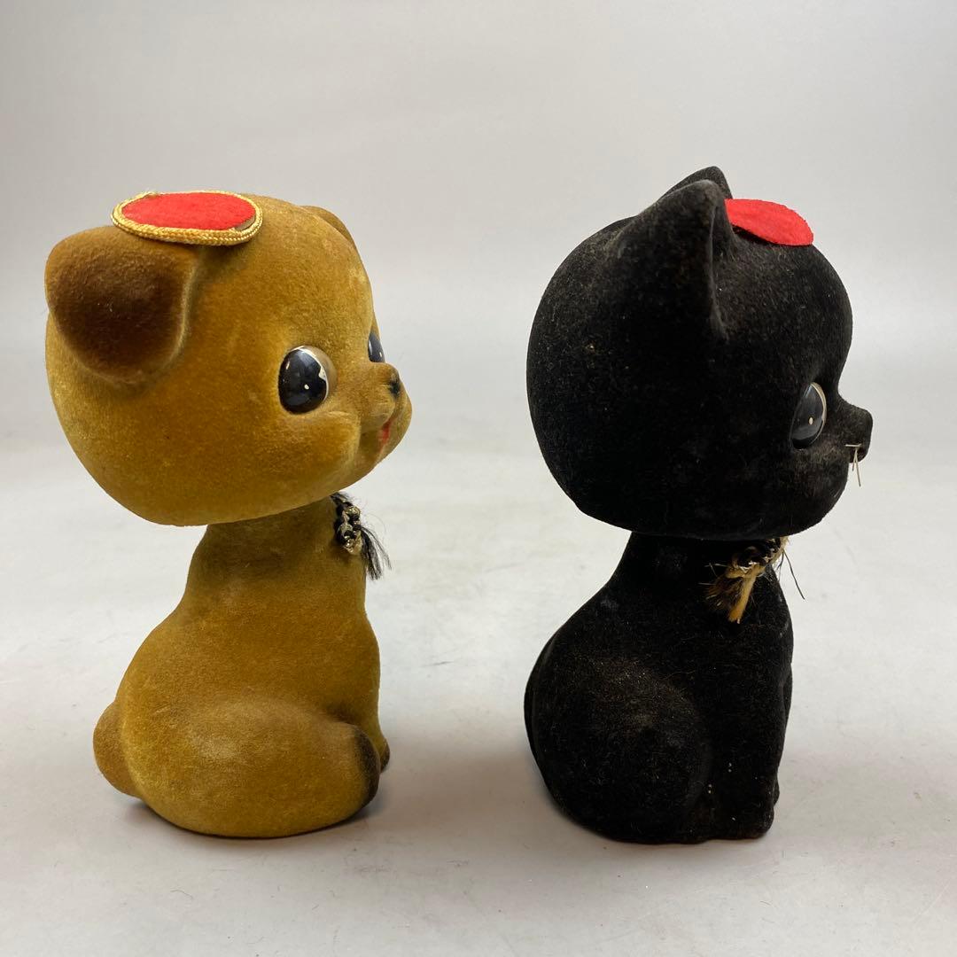 当時物　首降り人形　黒猫　子犬　置物　レトロポップ　昭和レトロ　２体セットm7
