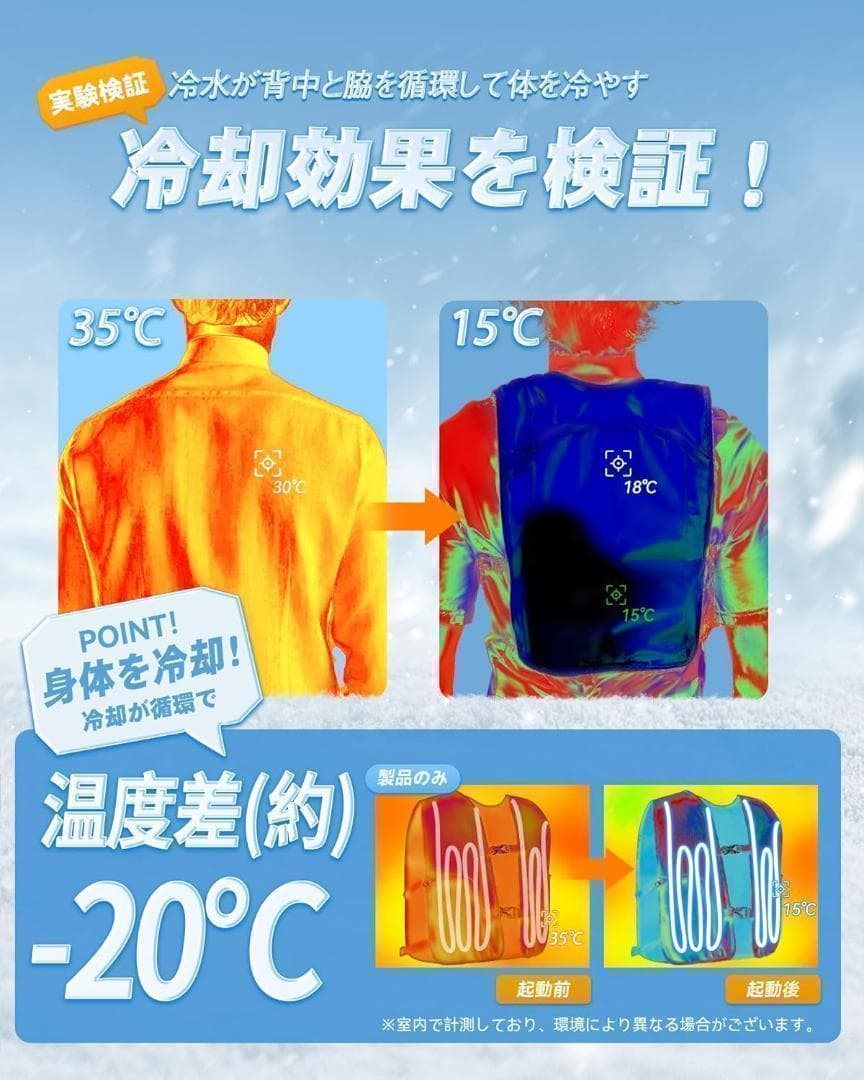 水冷ベスト 超大冷却面 減20℃ 究極冷感水冷服 現場 男女兼用 お出かけ