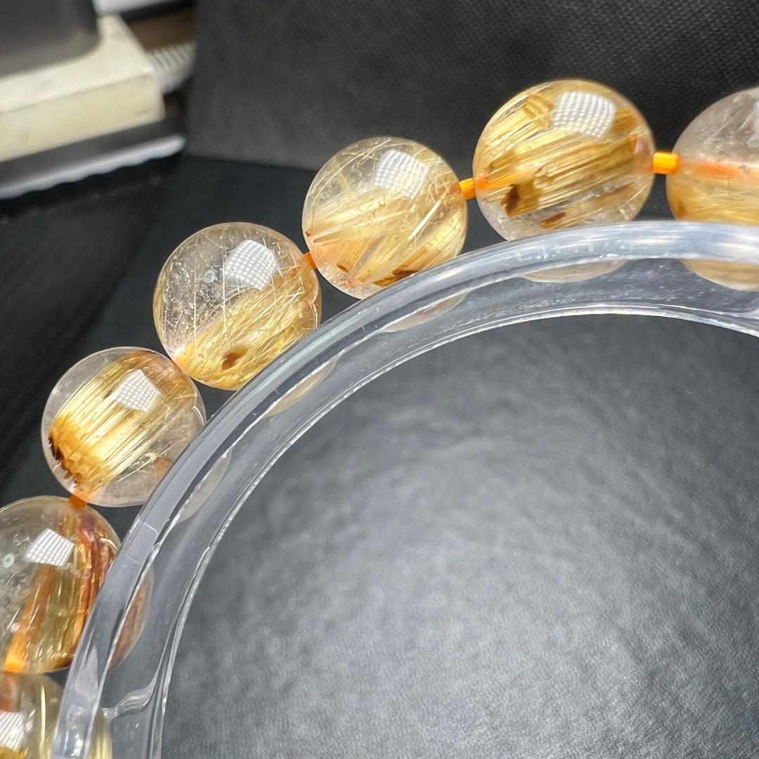 【612041】 高品質 タイチン ルチルクォーツ 9-9.5mm ブレスレット