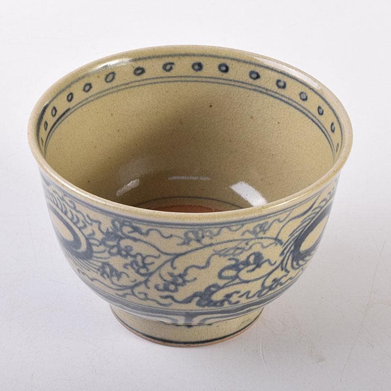 茶道具　膳所焼　陽炎園造　淡海ぜぜ　唐草文茶碗　共箱　C　8015
