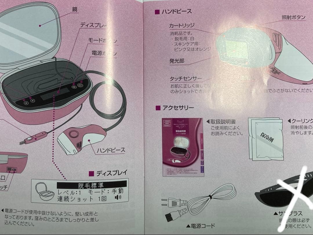 ケノン　家庭用　フラッシュ式脱毛器NIPL-2080 ピンク