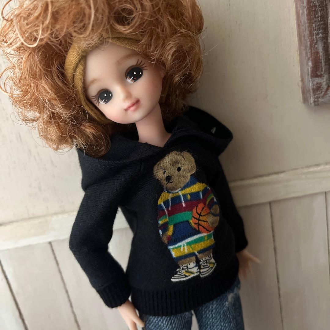リカちゃん　洋服　テディベア❤︎パーカー　BLACK ハンドメイド