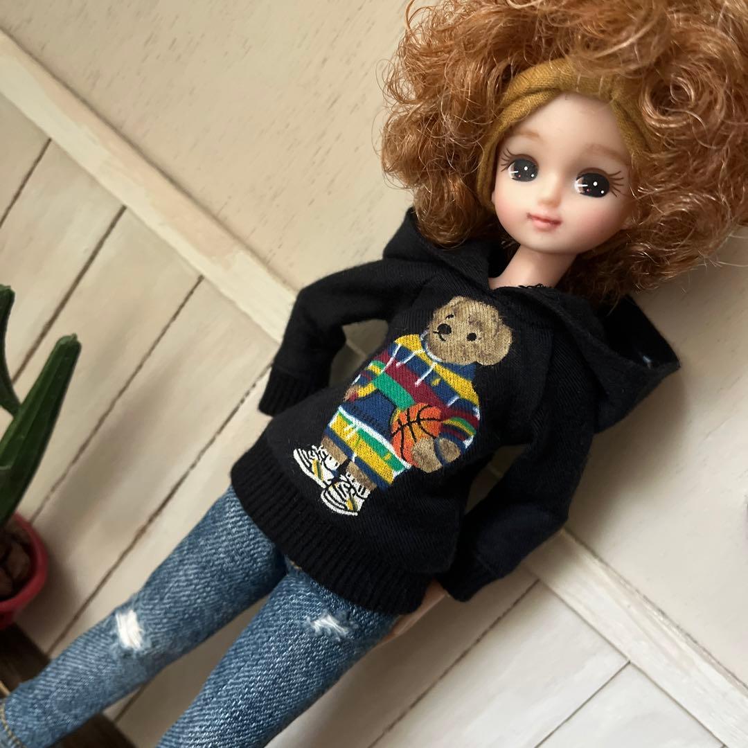 リカちゃん　洋服　テディベア❤︎パーカー　BLACK ハンドメイド