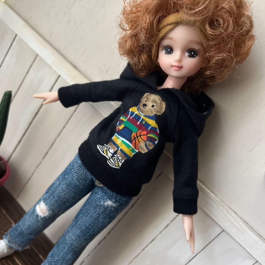 リカちゃん　洋服　テディベア❤︎パーカー　BLACK ハンドメイド