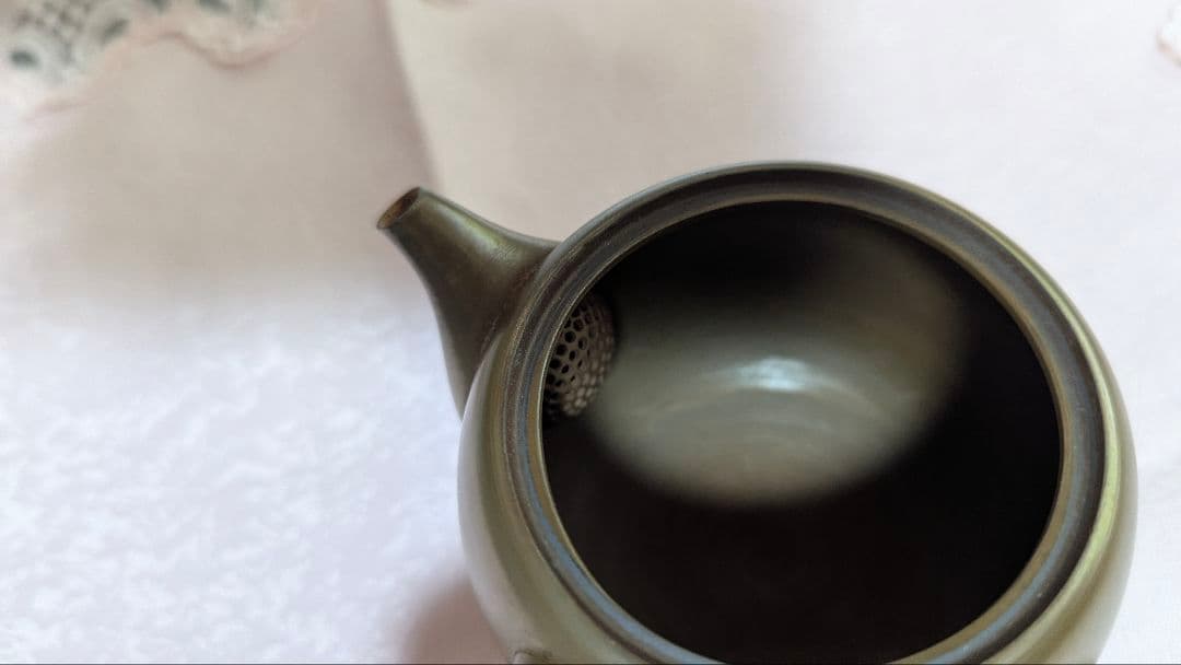 常滑焼 名工 一光作グリーングレー 陶器急須 小型