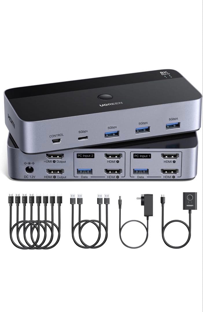 UGREEN 8K対応 HDMI切替KVM デュアル USB-C