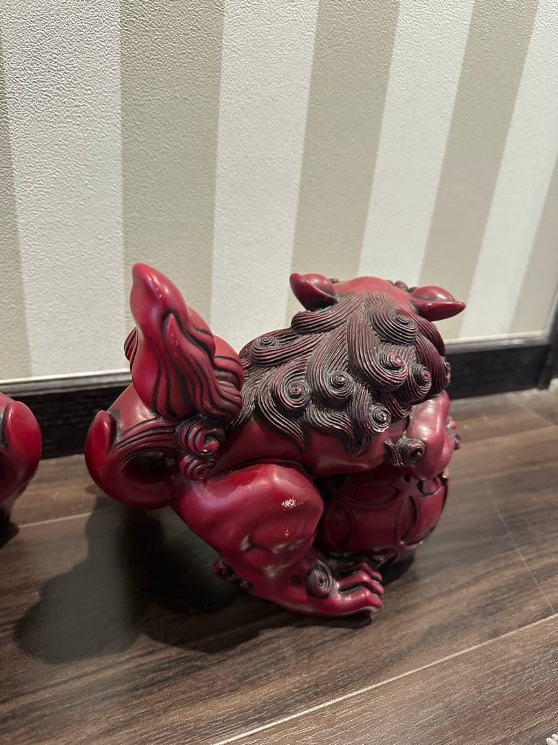 玉乗　獅子　置物　シーサー置物　玄関　縁起物　厄除け