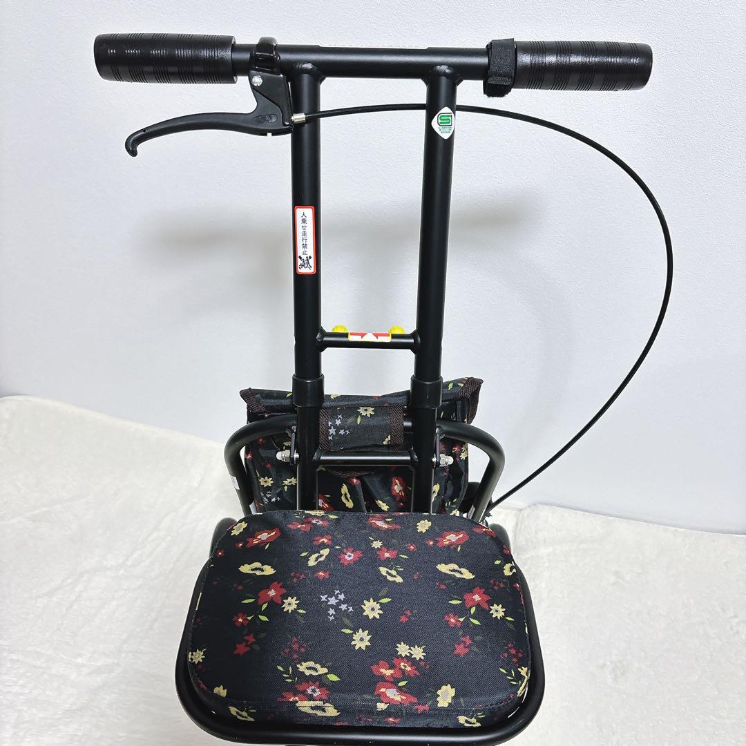 幸和製作所 シルバーカー 手押し車　プチカ SICP01 黒　フラワー　花柄