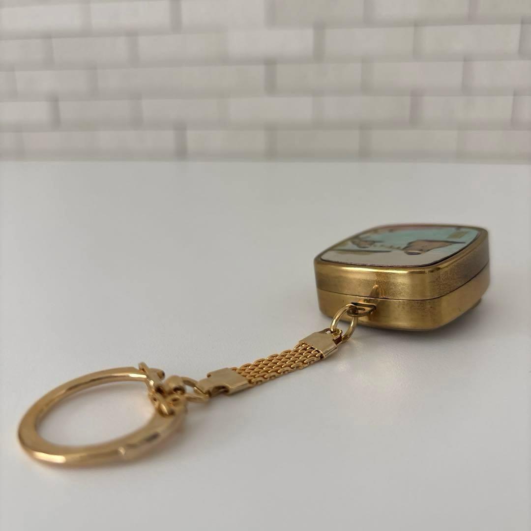 【未使用】SANKYO製彫金アンティーク　オルゴール　キーホルダー　昭和レトロ