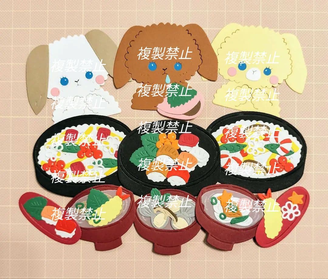 オーダー受付中★ちらし寿司セット★お寿司★汁物★桜餅★ダイカット★クラフトパンチ
