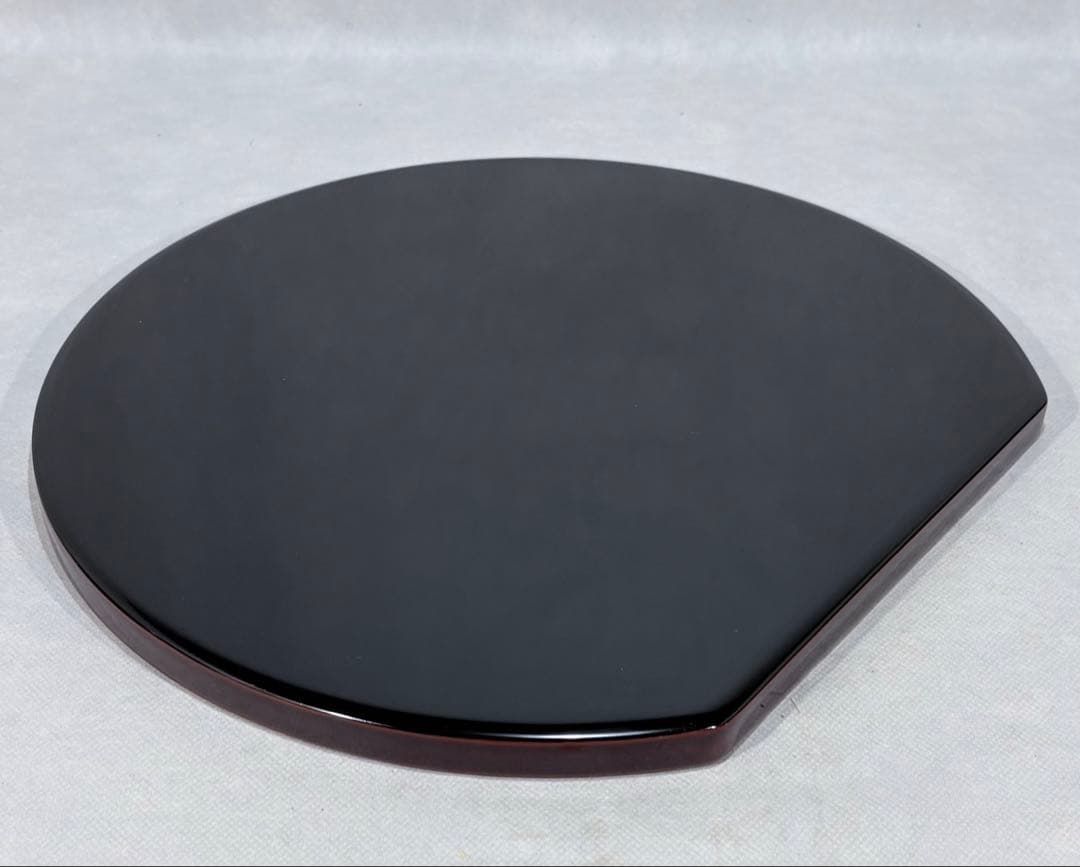 ①木製　溜塗半月盆　美品　未使用品　茶道　懐石道具　送料込