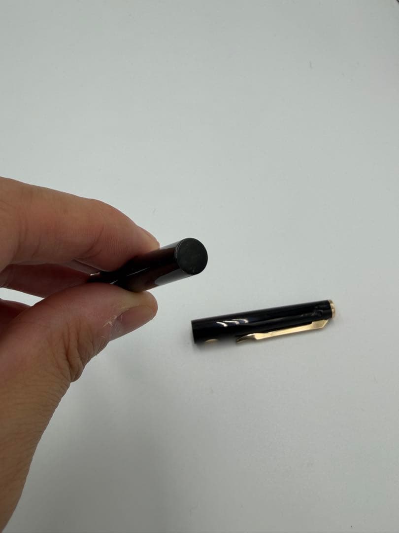 黒い万年筆 金メッキペン先