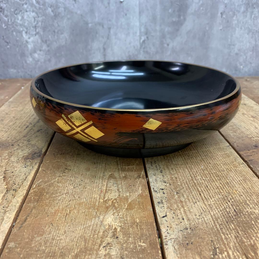 D-5 【特撰】本漆塗 菓子器 朱画 蒔絵 漆器 飛騨高山 けやき工芸 共箱付き