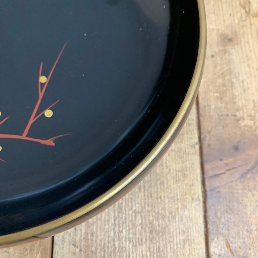 D-5 【特撰】本漆塗 菓子器 朱画 蒔絵 漆器 飛騨高山 けやき工芸 共箱付き