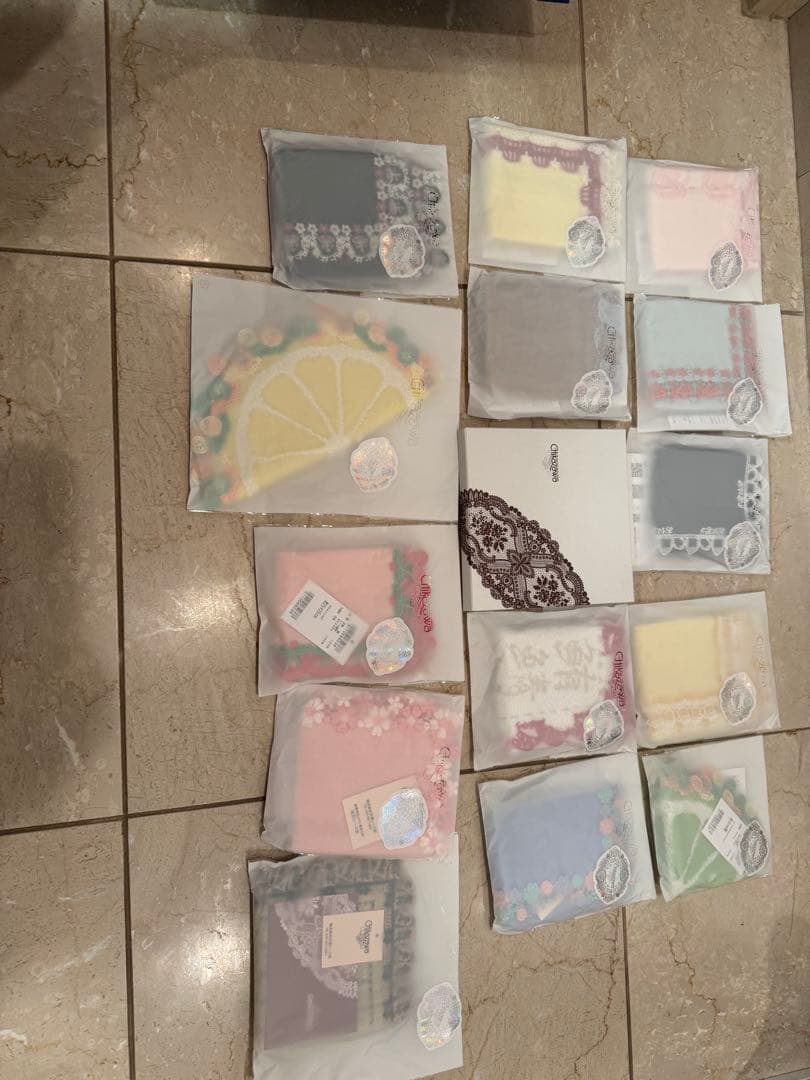 近沢レース人気ハンカチセット　桜、金魚、とりあえずビール、将棋、ポップコーン、他