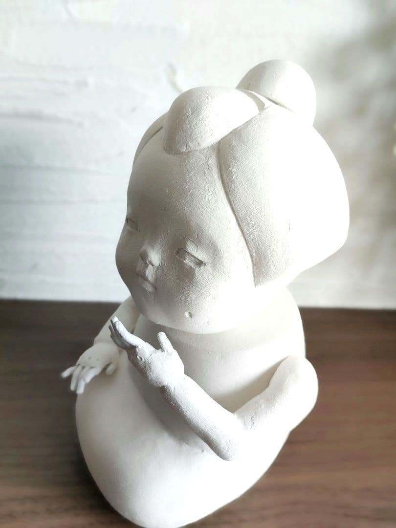 アンティーク　創作人形　お福さん　お多福　招福　縁起物　びら簪　珊瑚　未完成品