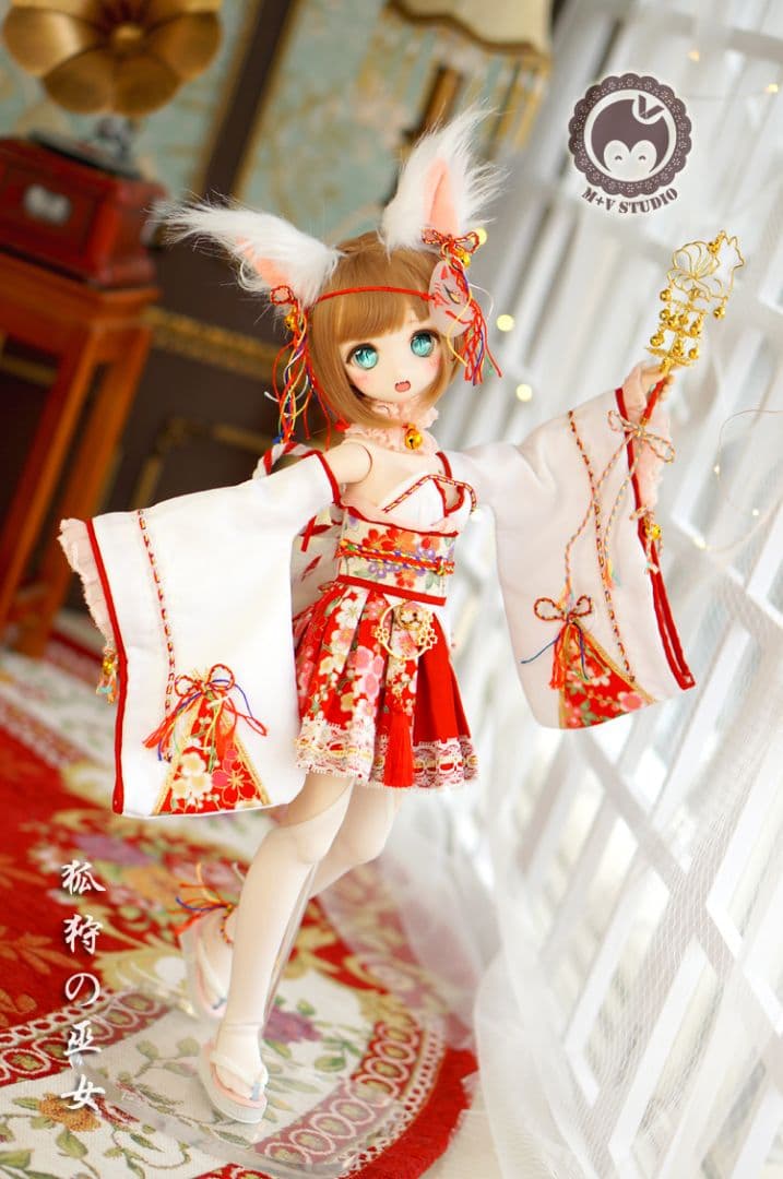H13 BJD 1/4 ドール 衣装 巫女服　12点セット　衣装のみ　ハンドメイ