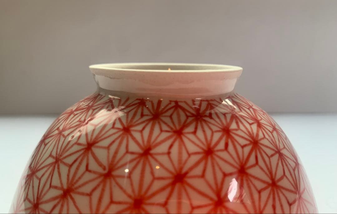 麻の葉.桜のお茶碗（赤）