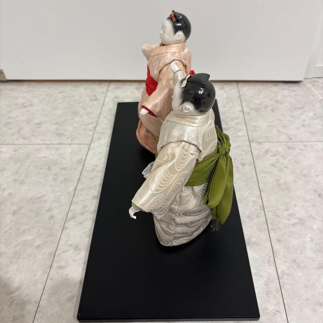 【舞踊人形 2体セット】京人形 童人形 日本人形 台座付 和装 置物 昭和レトロ