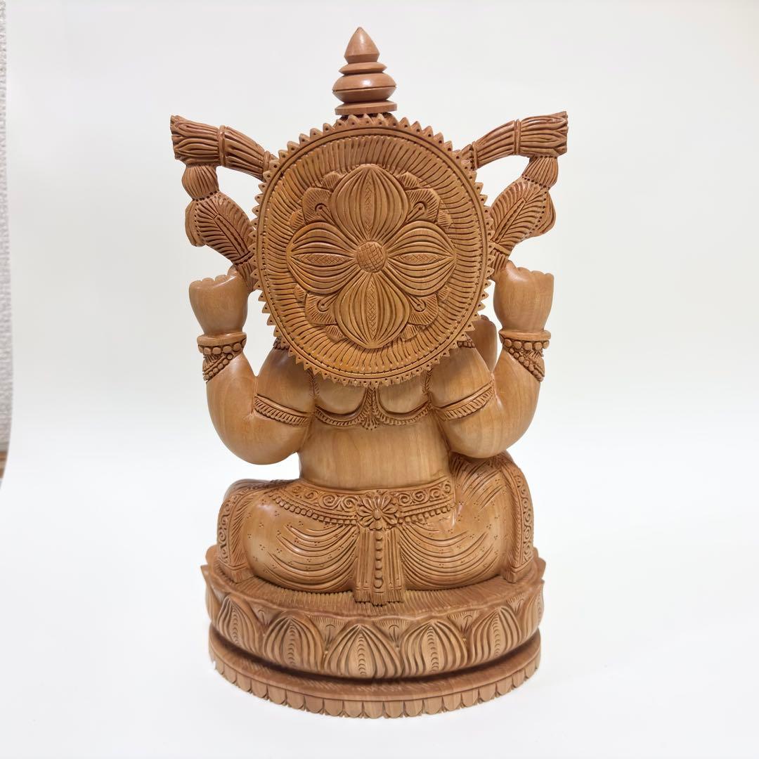 【超特大】神木カダムウッド製　木製　ガネーシャ像 置物 約30cm