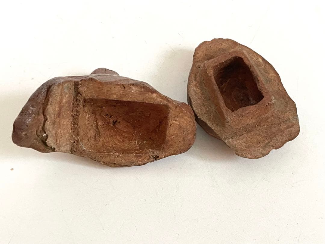骨董　アンティーク　備前焼　焼締　鶴　香合　茶道具　銘なし　箱付き