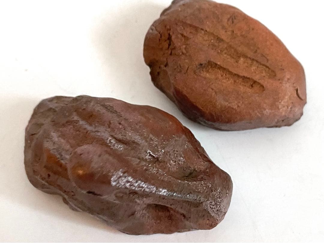 骨董　アンティーク　備前焼　焼締　鶴　香合　茶道具　銘なし　箱付き