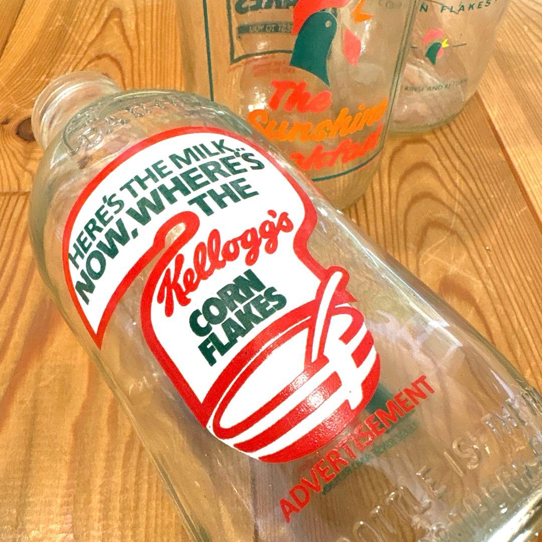 80年代　ケロッグ　牛乳瓶　コーネリアス　4本セット　イギリス　アドバタイジング