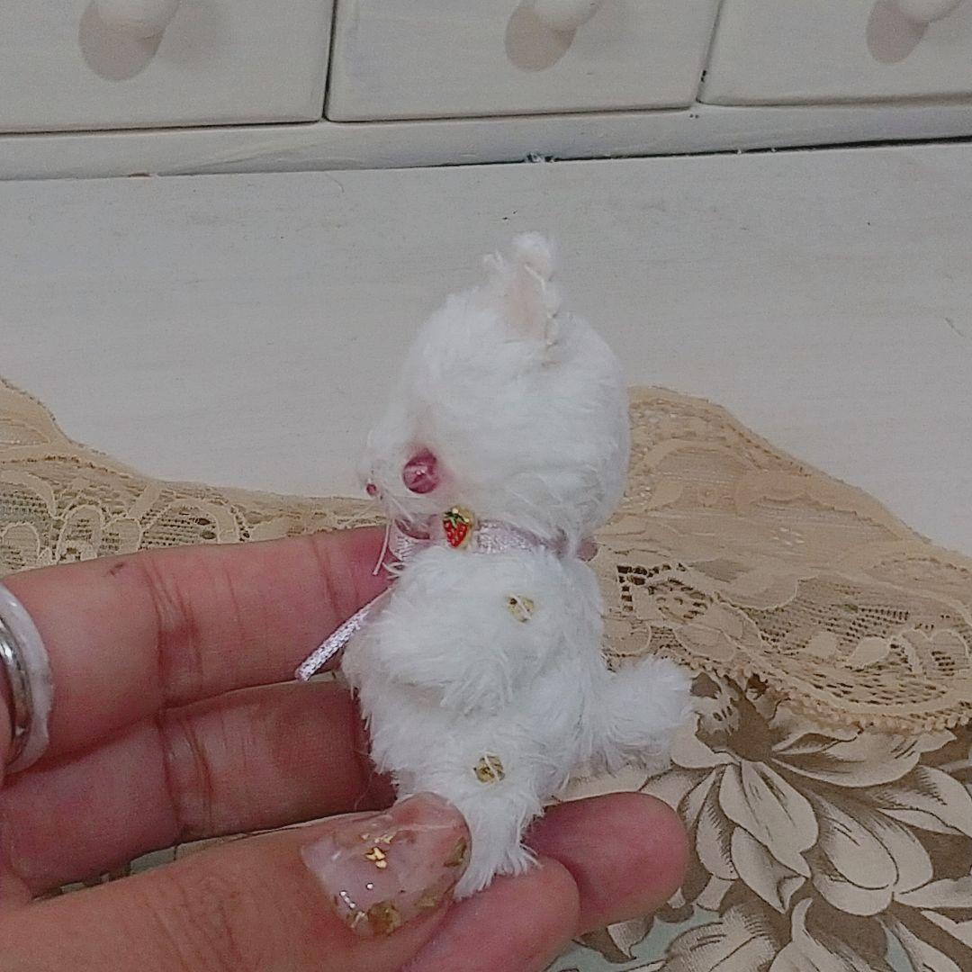 テディベア 小さな 白猫 しろねこ アーティストベア 玩具 ぬいぐるみ
