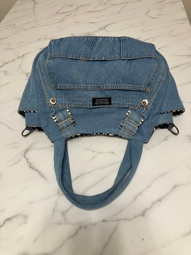 1098 大きめデニムリメイクバック　ハンドメイド