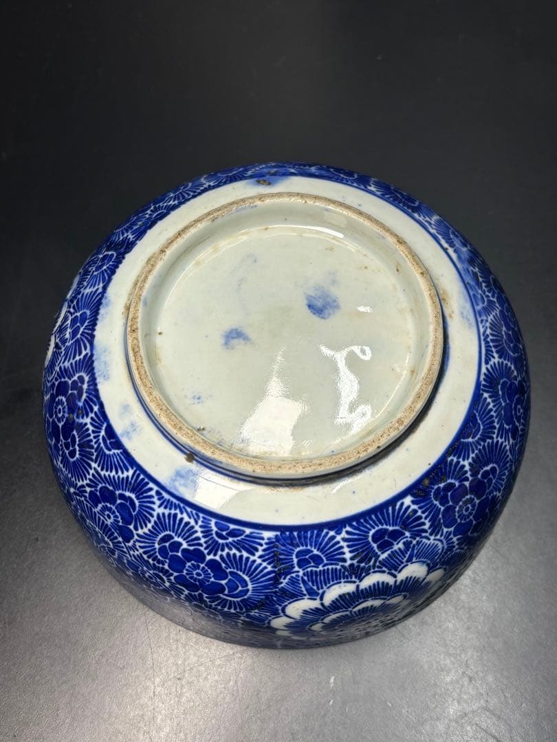古伊万里 菊唐草紋 微塵唐草 牡丹 染付 明治期 古美術 オールドイマリ 古陶磁