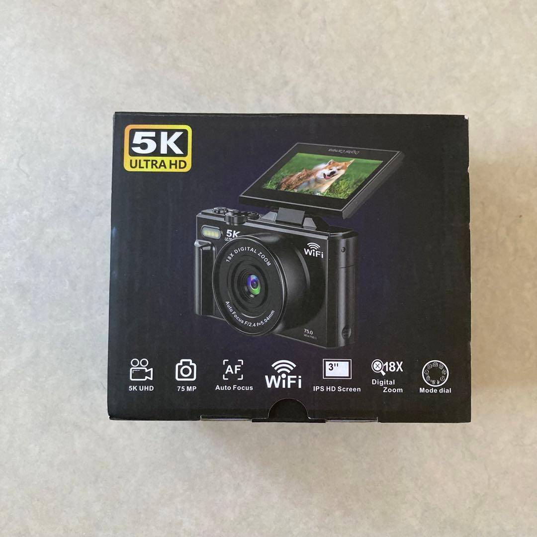 デジカメ 5k 7500万画素 Wi-Fi 180度回転ディスプレイ vlog