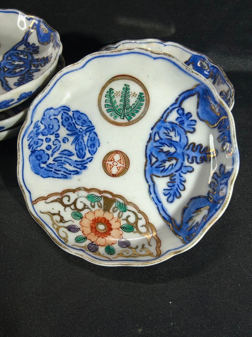 古伊万里 金襴手小皿 色絵金彩 手描き 明治骨董 旧家蔵出し美品 蒐集家放出