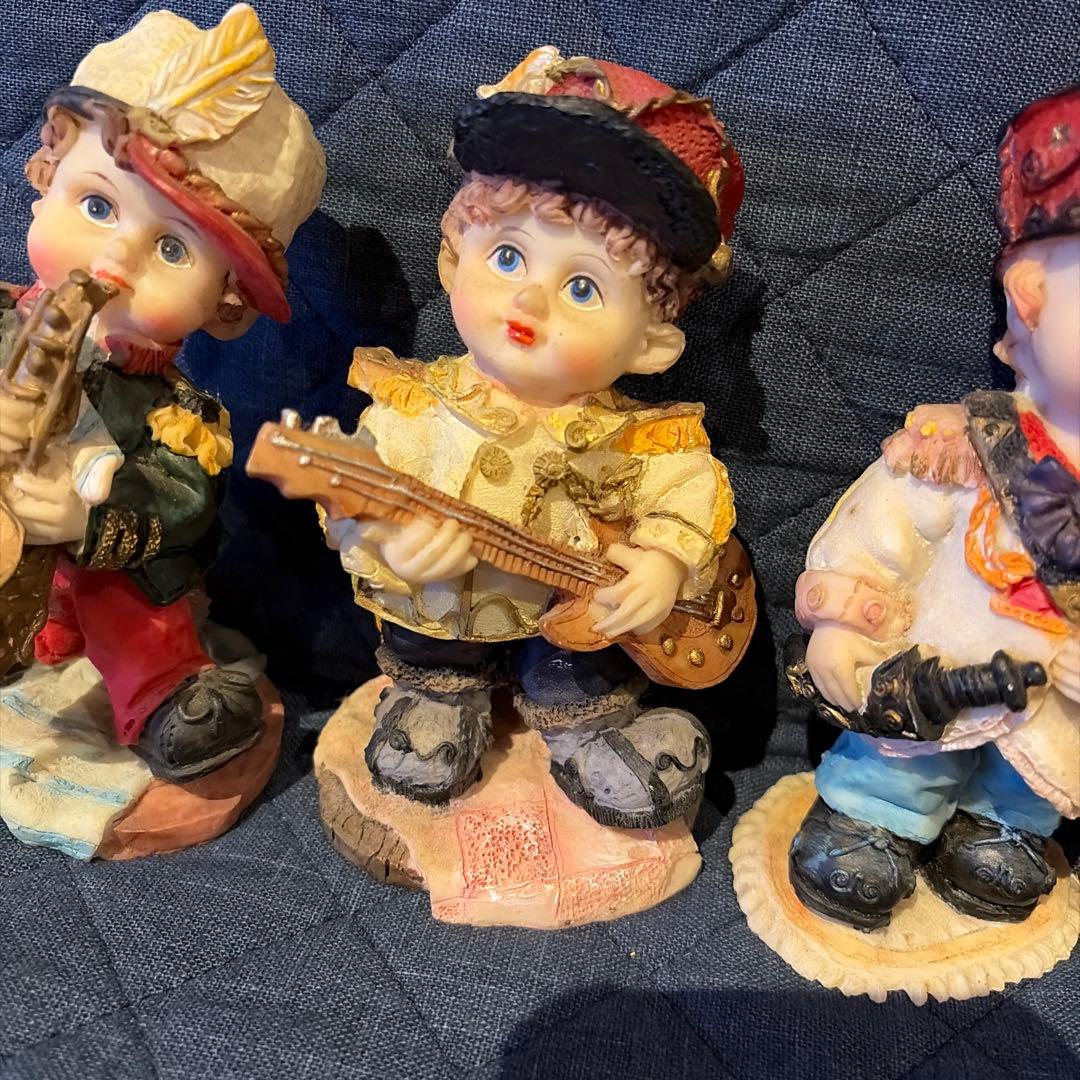 昭和レトロ　アンティーク人形　楽器を演奏する子供たち　４個セット 新品
