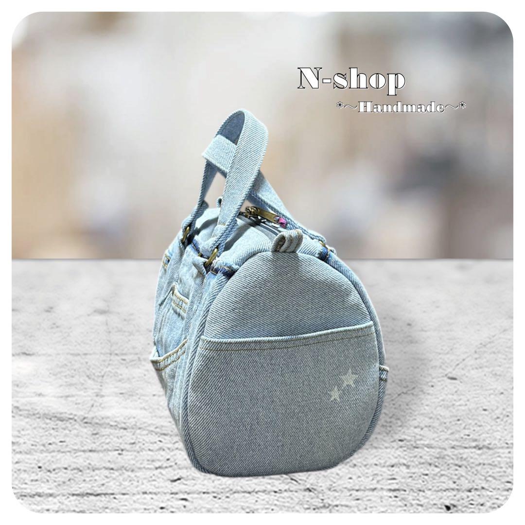 ☆デニムリメイク☆ミニボストンバッグ❥ハンドメイド❥