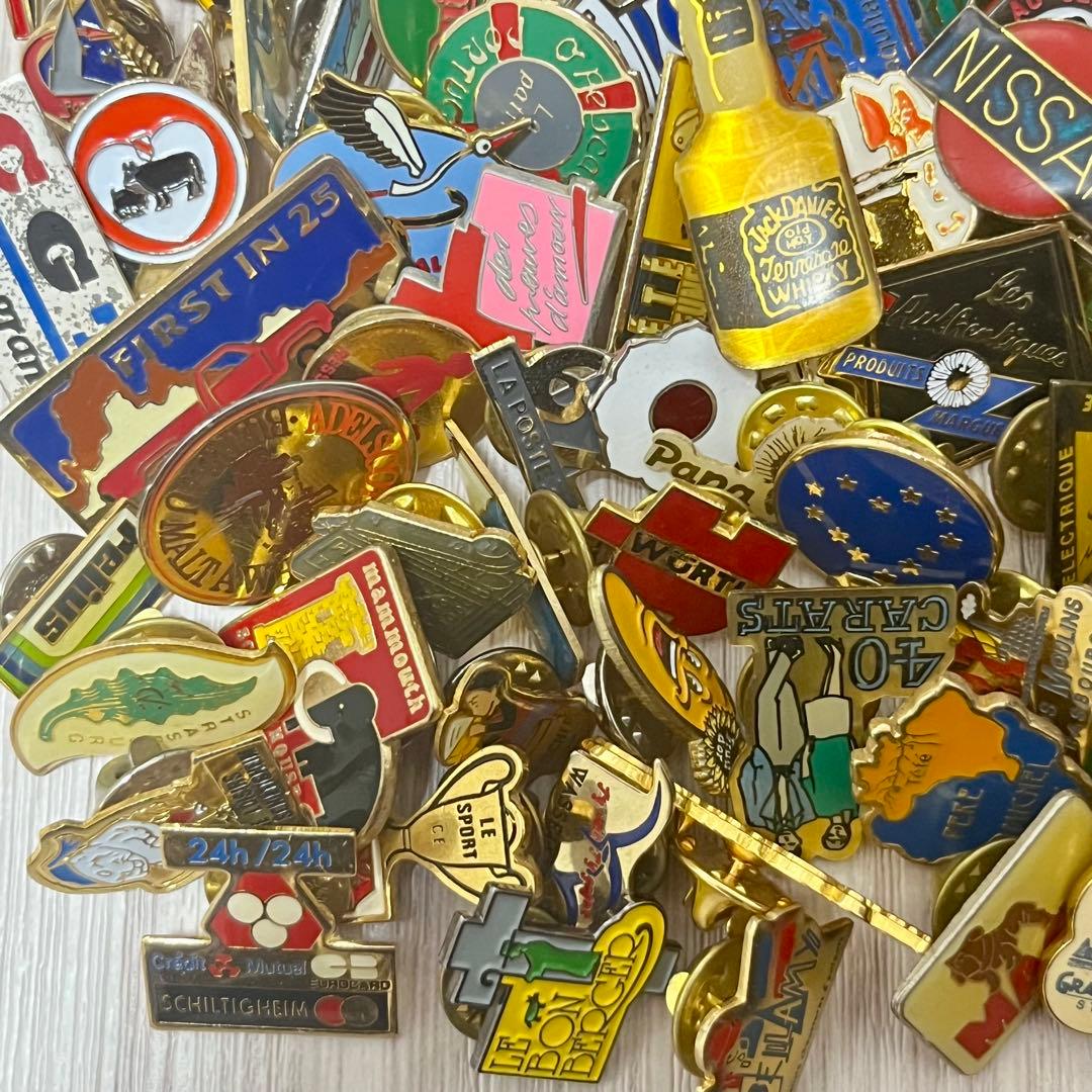 フランス　ピンバッジ　100個セット　まとめ売り　ヴィンテージ ピンズ 2