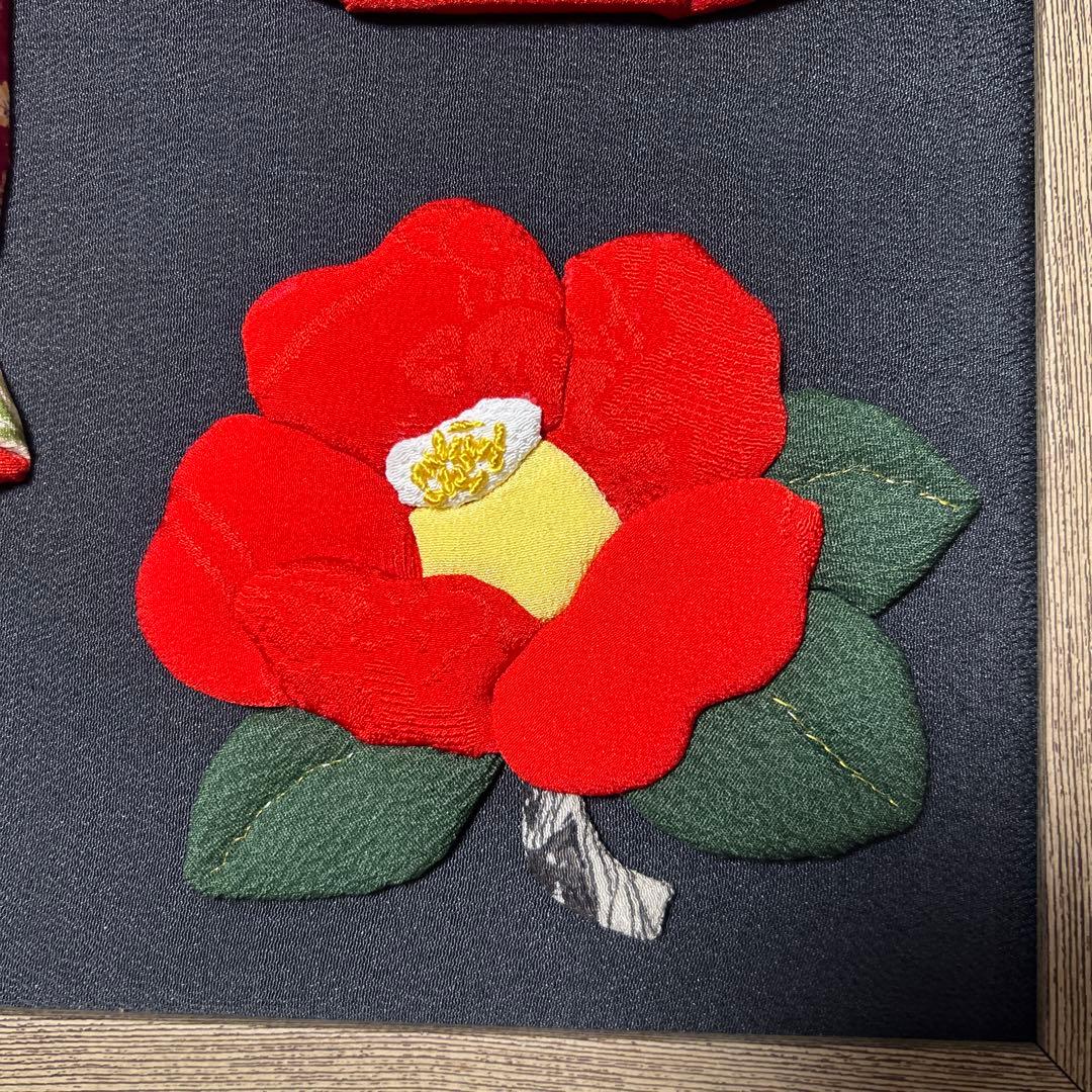 押し絵　ツバキ　着物　ハンドメイド