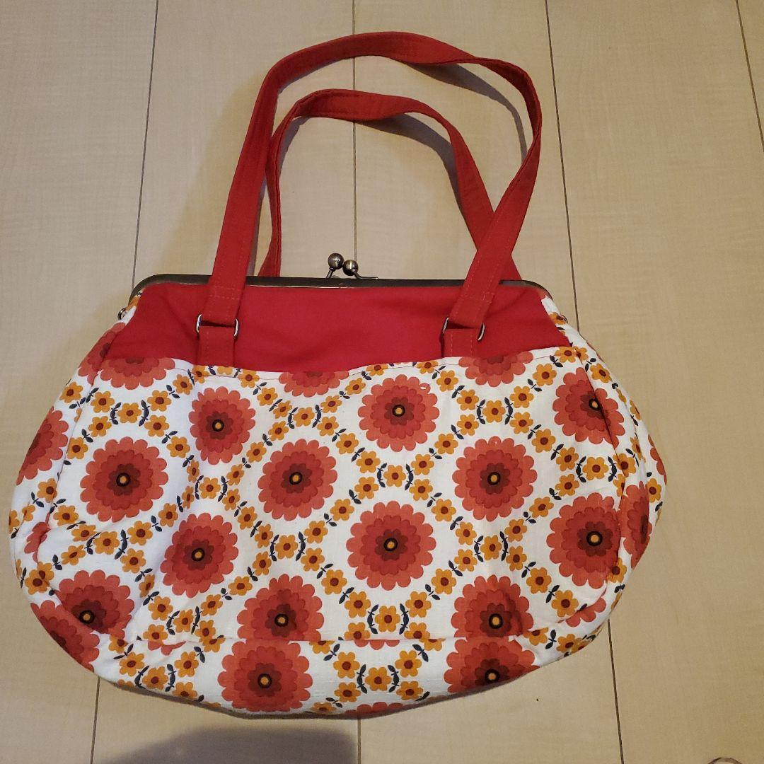 希少！G3ソーイング☆G3SEWING ☆赤がま口バッグ花柄レッド