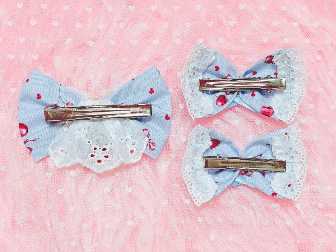 ぬい服 ヘアアクセ 4点セットブルー