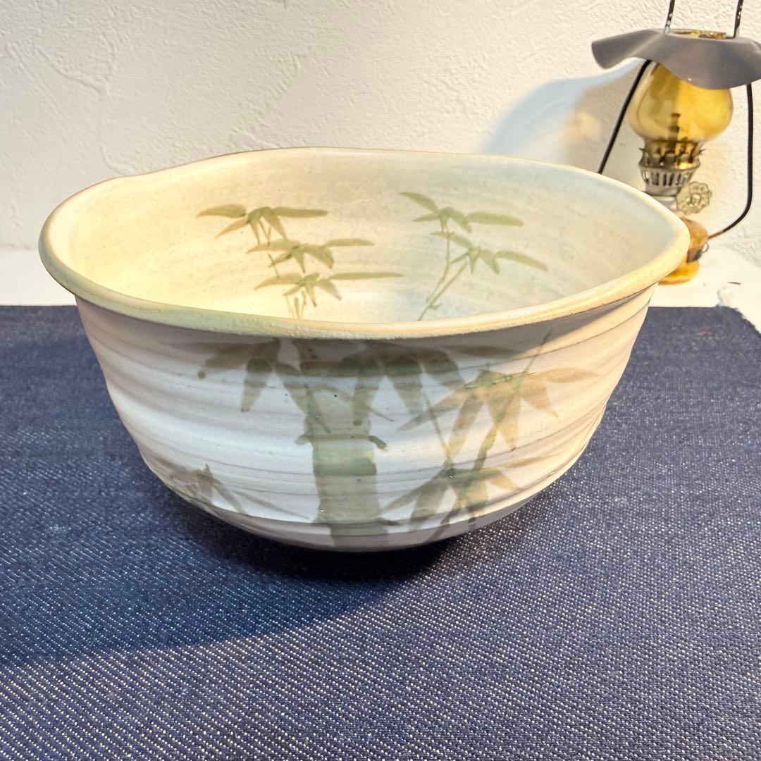 【未使用・共箱】中村茂右衛門造 竹絵 抹茶碗 茶道具 加賀焼 金沢 陶芸