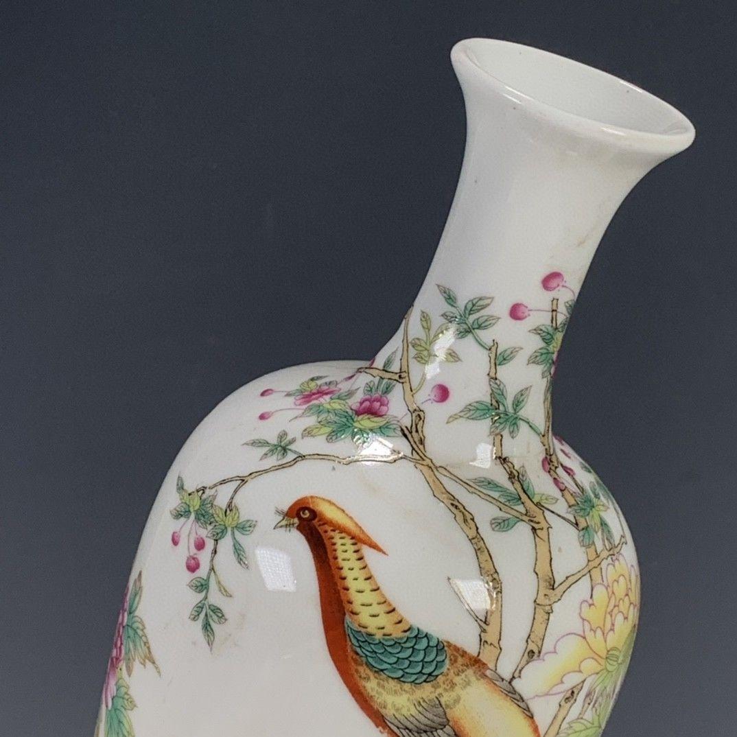 粉彩花鳥富貴吉祥花瓶 景徳鎮 陶磁器 装飾品 現代工芸品 美術品 置物