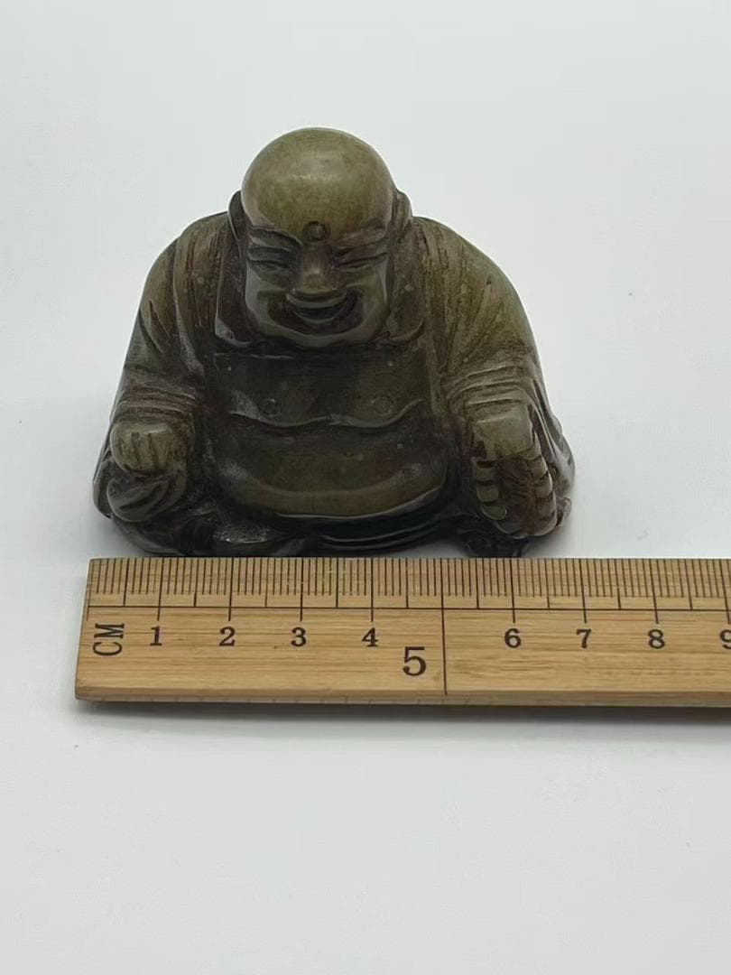 清代・民国時代　寿山石布袋和尚像　青田石笑仏置物　文房　書斎(F-137)