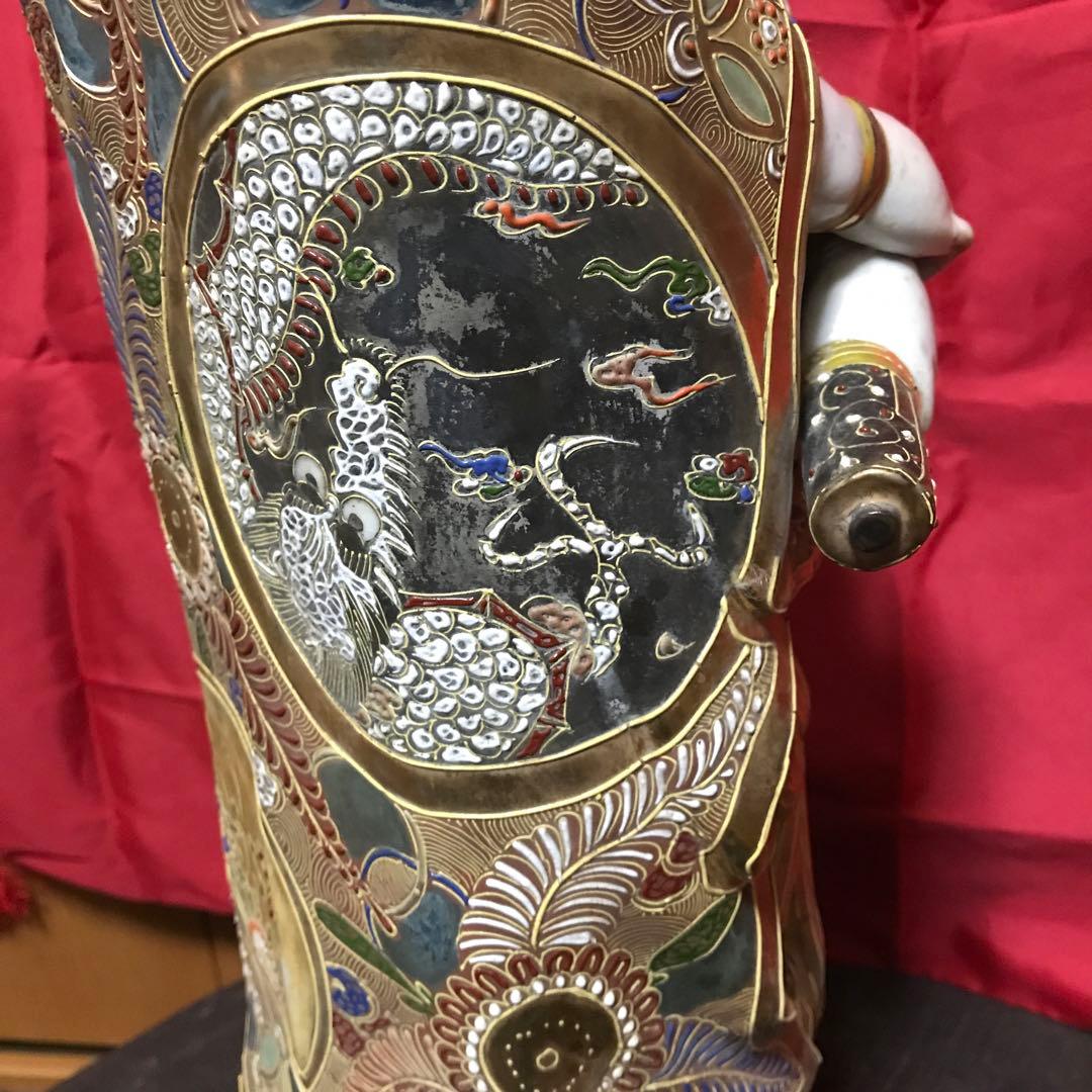 開運‼️古美術 骨董品 工芸品 九谷焼 ‼️縁起置物 ●大型観音立像 守護仏●