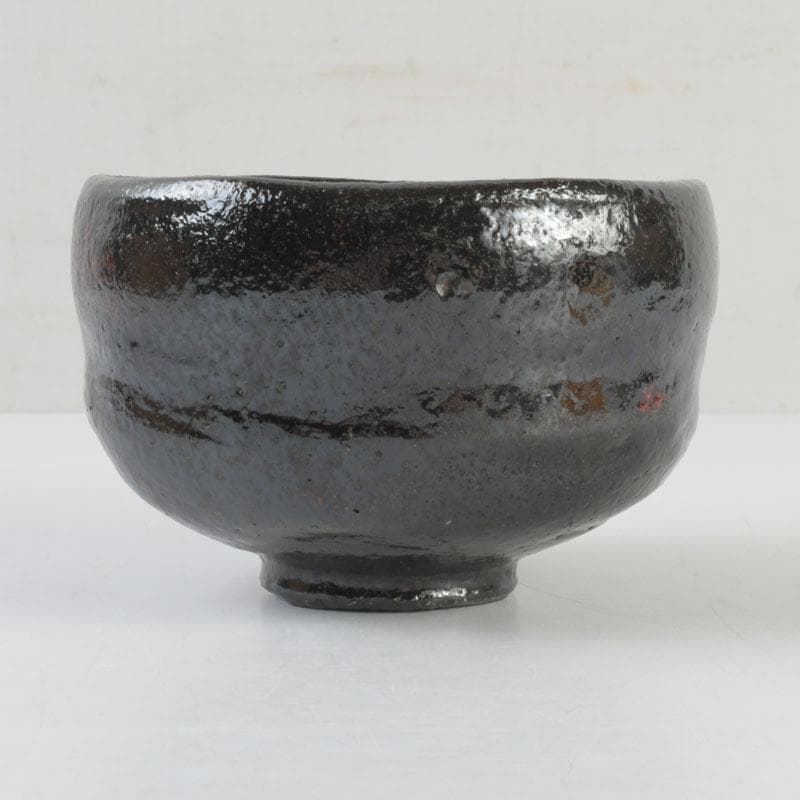 茶道具　楽焼　佐々木昭楽作　ノンカウ写　若山　黒楽茶碗　共箱　C　9258