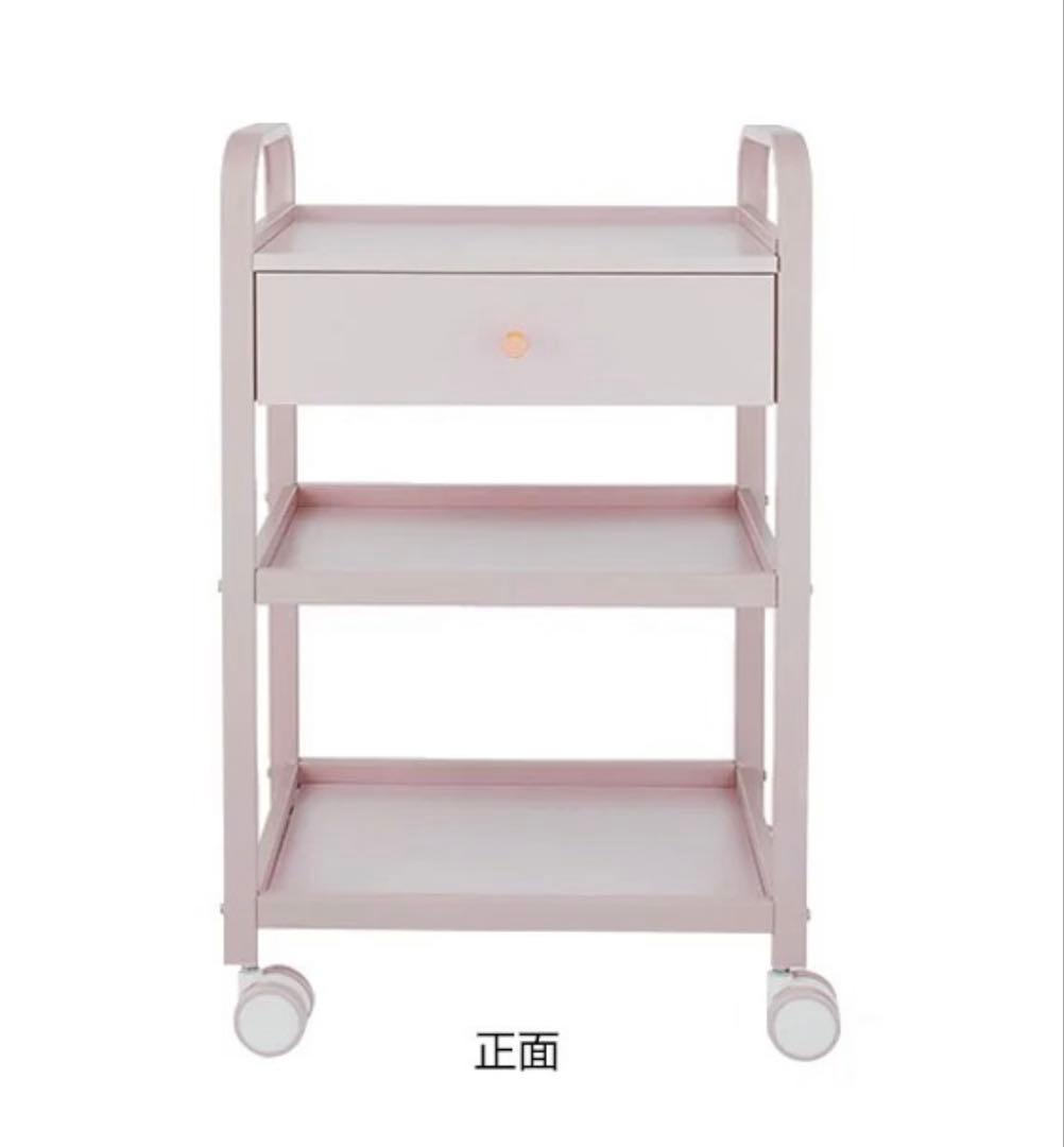 【新品未使用】ピンクの金属製3段収納ワゴン
