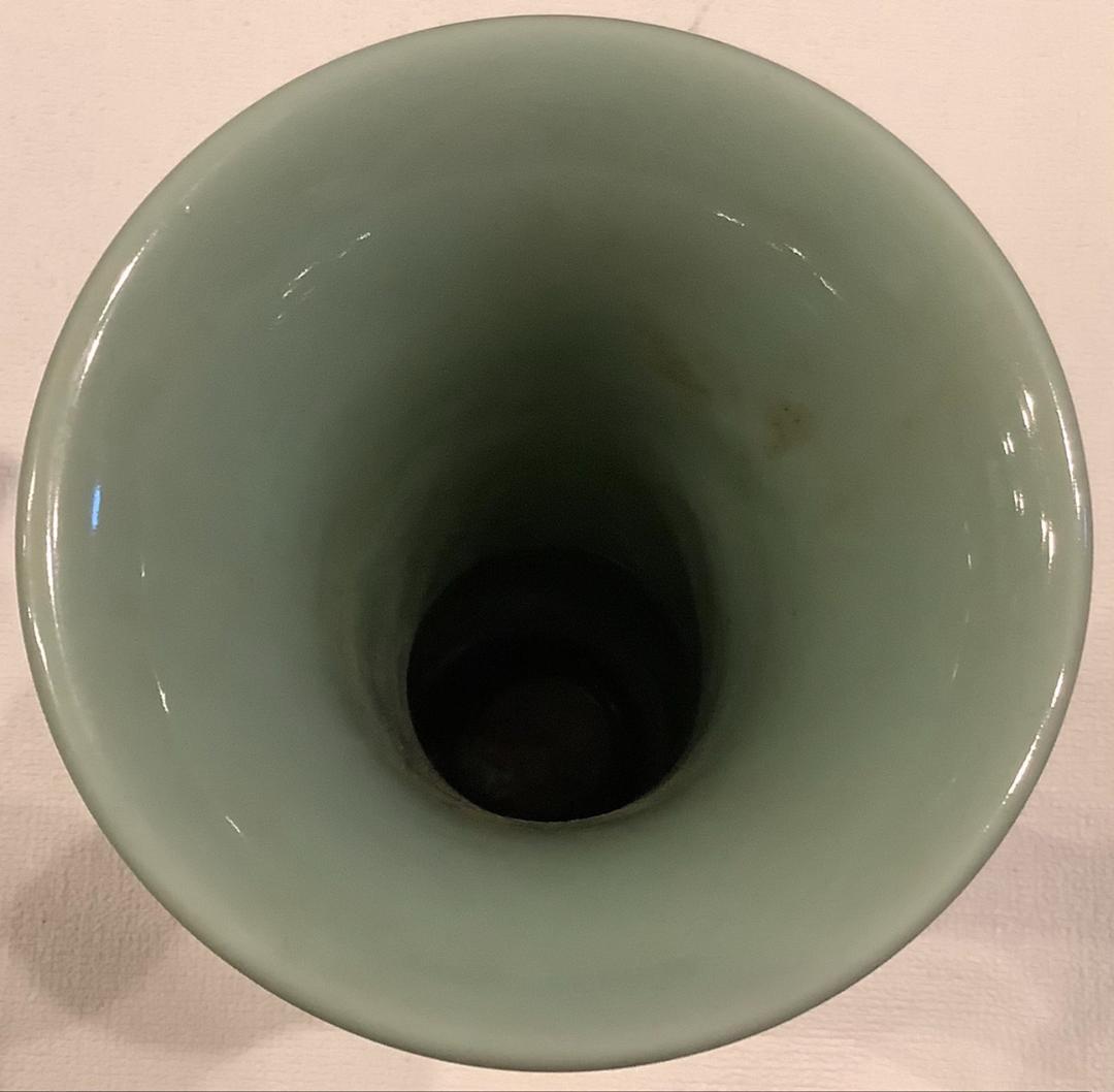 【宮永東山】青瓷　華瓶　台座付き